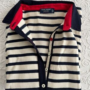 Saint James Women's Cardigan - Navy, Cream, and Red